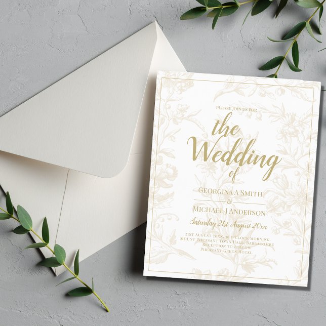 Elegant White Gold Pattern Modern Wedding  (Creator Uploaded)