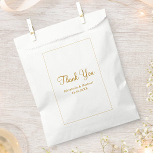 Elegant White Gold Personalized Thank You Favour Bag
