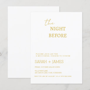 Elegant White & Gold Rehearsal Dinner Wedding   Invitation