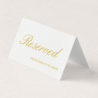 Elegant White & Gold Reserved Wedding Table Card