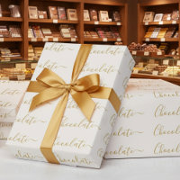 Elegant White Gold Script Chocolate Business