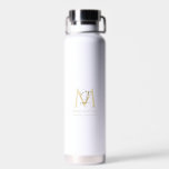 Elegant White Gold Simple Monogram Name Water Bottle<br><div class="desc">This simple,  elegant,  stylish white,  gold design features your personalized name,  monogram and business title in trendy,  stylish topography. This item can be and an excellent gift for you,  your family and friends.</div>