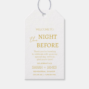 Elegant White & Gold the Night Before Wedding  Gift Tags