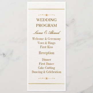 Elegant White Gold Wedding Program | Luxury Weddin