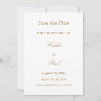Elegant White Golden Beige Save the Date