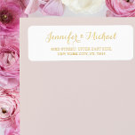 Elegant White Golden Script Wedding Return Address<br><div class="desc">Create your own custom,  personalized,  simple,  elegant modern golden yellow return address label. Simply enter the bride & groom's / wife & husband's names,  and address. Elegant return address labels for use on wedding,  marriage anniversary,  birthday,  bridal shower,  baby shower,  holidays,  or any other special occasion related mailings.</div>