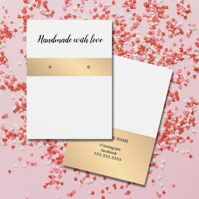 Elegant White Golden Stripe Earring Card (Creator Uploaded)