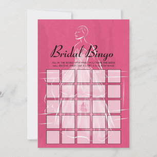 Elegant White Gown Bridal Shower Bingo Game Card