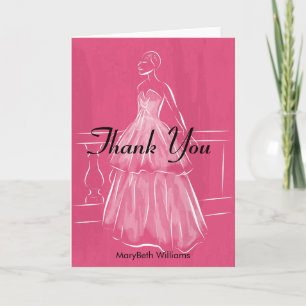Elegant White Gown Bridal Shower Thank You Card