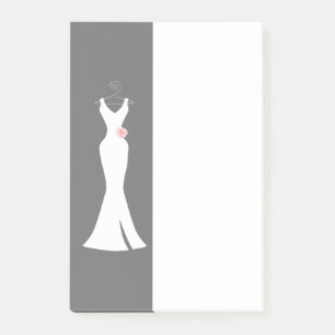 Elegant White Gown on Gray - Stylish Simple Desig Post-it Notes