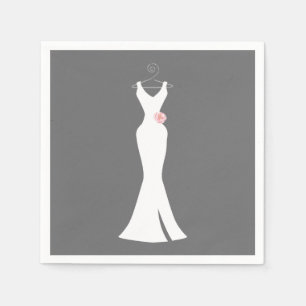 Elegant White Gown on Gray - Stylish Simple Design Napkin