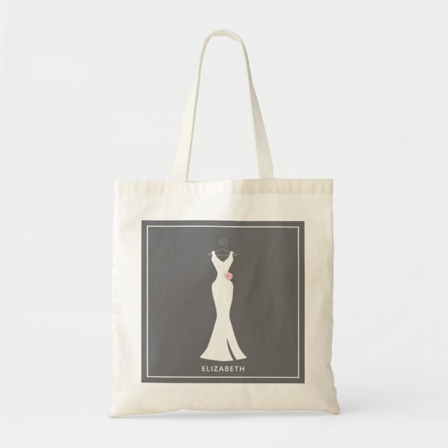 Elegant White Gown on Gray - Stylish Simple Design Tote Bag (Front)