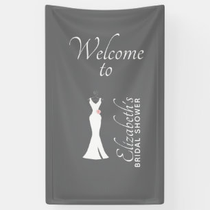 Elegant White Gown on Grey - Stylish Bridal Shower Banner