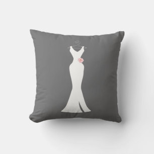 Elegant White Gown on Grey - Stylish Simple Desig Throw Pillow
