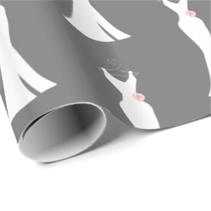 Elegant White Gown on Grey - Stylish Simple Desig Wrapping Paper