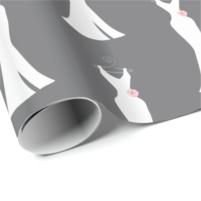 Elegant White Gown on Grey - Stylish Simple Desig Wrapping Paper (Roll Corner)