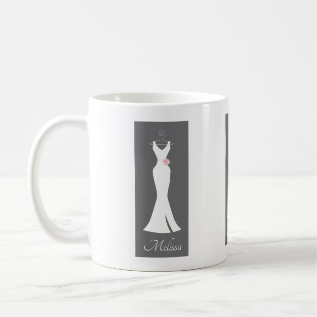Elegant White Gown on Grey - Stylish Simple Design Coffee Mug (Left)