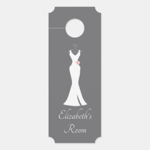 Elegant White Gown on Grey - Stylish Simple Design Door Hanger
