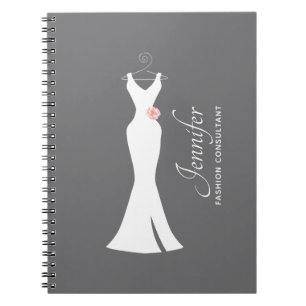 Elegant White Gown on Grey - Stylish Simple Design Notebook