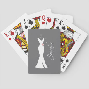 Elegant White Gown on Grey - Stylish Simple Design Playing Cards