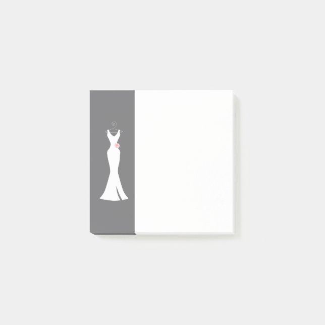 Elegant White Gown on Grey - Stylish Simple Design Post-it Notes (Front)