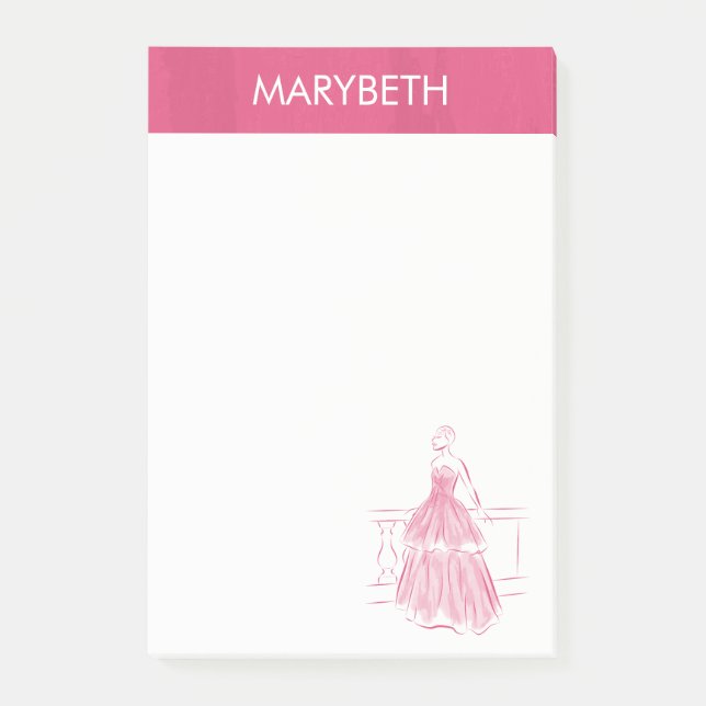 Elegant White Gown Personalized Post-It Notes (Front)