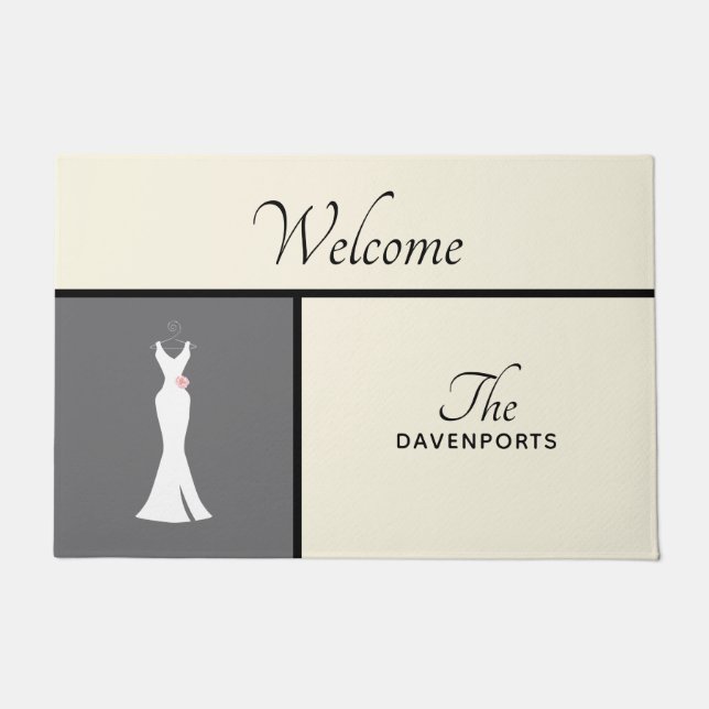 Elegant White Gown Simple Minimalist Design Doormat (Front)