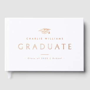Elegant white graduation cap graduate name guest book