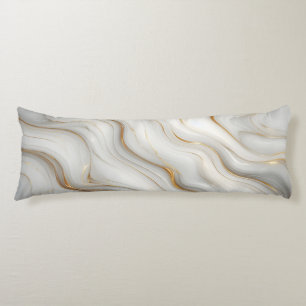 Elegant White Gray Gold Marble Pattern Design  Body Pillow