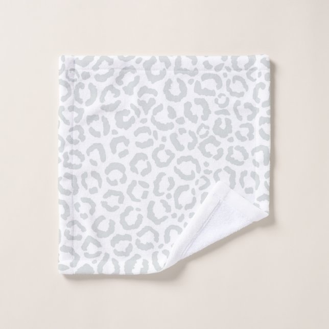 Elegant White Gray Leopard Cheetah Animal Print (Gant de toilette)