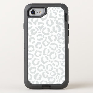 Elegant White Gray Leopard Cheetah Animal Print OtterBox Defender iPhone 8/7 Case
