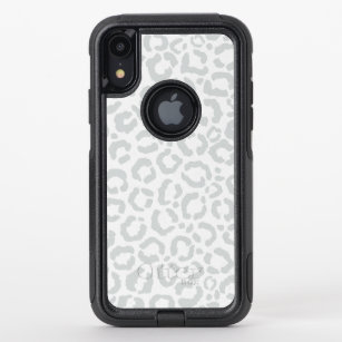 Elegant White Gray Leopard Cheetah Animal Print OtterBox Commuter iPhone XR Case