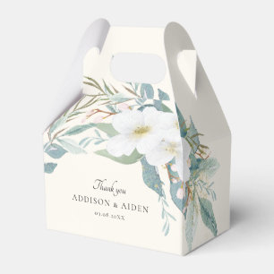 Elegant White Green Floral Wedding Favor Box