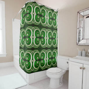 Elegant white green mirrored spiral L-size pattern