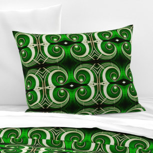 Elegant white green mirrored spiral L-size pattern Pillowcase
