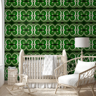 Elegant white green mirrored spiral L-size pattern Wallpaper