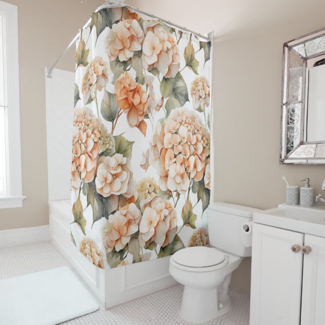 Elegant white green orange boho watercolor floral  (In Situ)