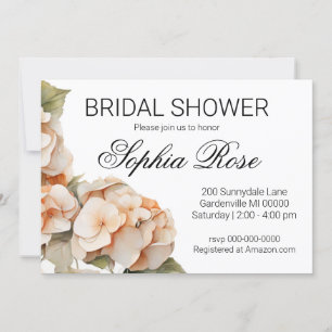Elegant white green orange boho watercolor floral invitation