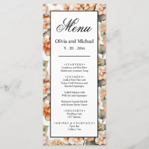 Elegant white green orange boho watercolor floral