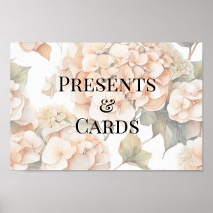 Elegant white green orange boho watercolor floral  poster