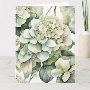 Elegant white green watercolor floral hydrangeas card