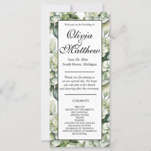 Elegant white green watercolor floral program