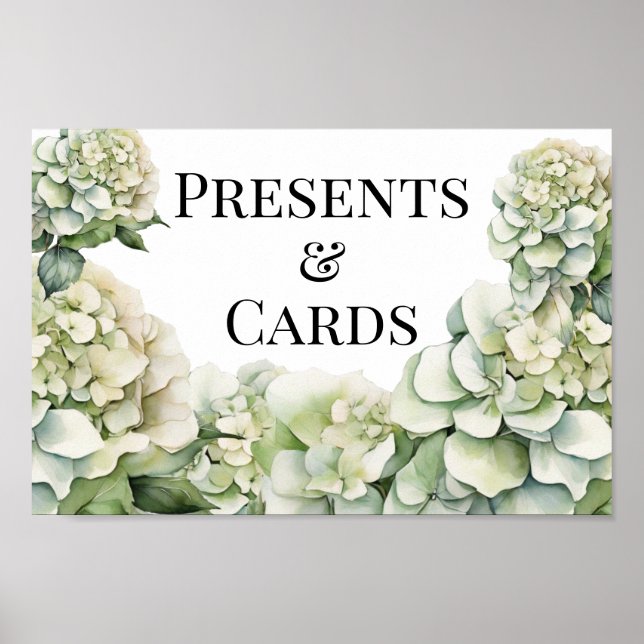 Elegant white green watercolor floral wedding poster (Front)