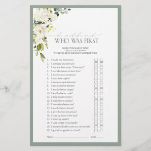 Elegant White Grey Green Bridal Shower Game boxes
