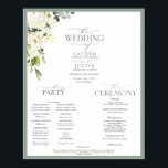 Elegant White Grey Green Floral Watercolor Program Poster<br><div class="desc">Designed to coordinate with our White Grey Green Floral Watercolor Calligraphy Suite, this elegant, formal wedding program features all the details normally included in a brochure style program, but in a larger, poster size to display at the entrance of the wedding ceremony. DESIGNER'S NOTE: This is a tricky design to...</div>