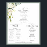 Elegant White Grey Green Floral Watercolor Program Poster<br><div class="desc">Designed to coordinate with our White Grey Green Floral Watercolor Calligraphy Suite, this elegant, formal wedding program features all the details normally included in a brochure style program, but in a larger, poster size to display at the entrance of the wedding ceremony. DESIGNER'S NOTE: This is a tricky design to...</div>