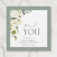 Elegant White Grey Green Watercolor Bridal Shower