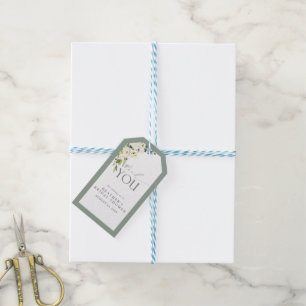 Elegant White Grey Green Watercolor Bridal Shower Gift Tags