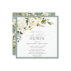 Elegant White Grey Green Watercolor Bridal Shower