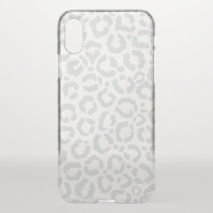 Elegant White Grey Leopard Cheetah Animal Print iPhone X Case